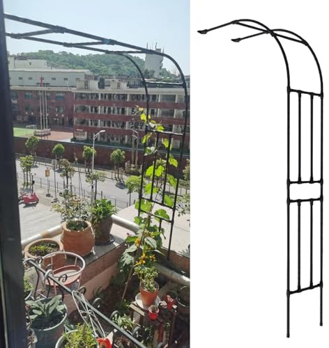 Enrejado de medio arco metálico para jardín de 2,4 m de alto, estructura arqueada, cenador tubular para plantas trepadoras, soporte de metal negro para decoración de bodas, para interiores y exteriore
