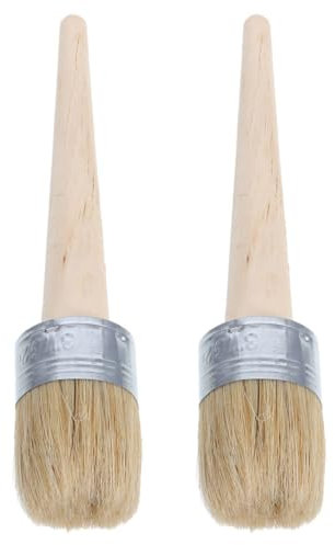 Artibetter 2pcs Round Paint Brushes for Chalk Paint Furniture Stencils DIY Craft Projects Decorative Painting