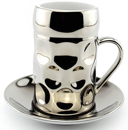 Der kleine MUC - MiniMUC – Exclusives Porzellan Set für Espresso, Schnaps. Modell Monaco Silver (metallic silber)