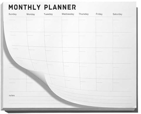 CDXHOME Monatsplaner-Notizblock, undatiert, 52 Blatt, Schreibtischkalender, A4 (20,3 x 27,9 cm), Planungsblock für Büro, Zuhause, Schule, Fitness, Mahlzeiten- und Projektorganisation