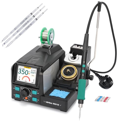 YIHUA 982D SE Micro Soldering Station with C210 Precision Soldering Iron Station with 4 Soldering Tips, Lead-Free Solder, Auto Temperature Calibration Function（UK Plug）