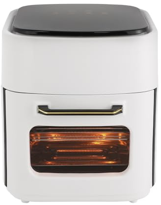 Heißluftfritteuse, 15L Air Fryer mit LED-Touchscreen, 360° Herum Erwärmt, Heissluft Fritteusen ohne Öl, Luftfritteuse für Grillen, Backen, Braten etc, Spülmaschinenfest, 1400W, Max 200°C (Weiß)