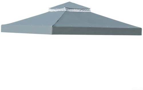 Gazebo a doppio livello, copertura superiore, 300 x 300 cm, quadrato, da giardino, con rete di ventilazione per esterni, barbecue, feste, patio, eventi (colore grigio)