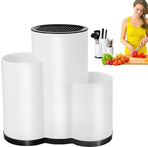 Besteckhalter, Besteckhalter, platzsparend, großer Essstäbchenhalter, 3 Fächer, Utensilien-Organizer für Zuhause, Küche, Arbeitsplatte