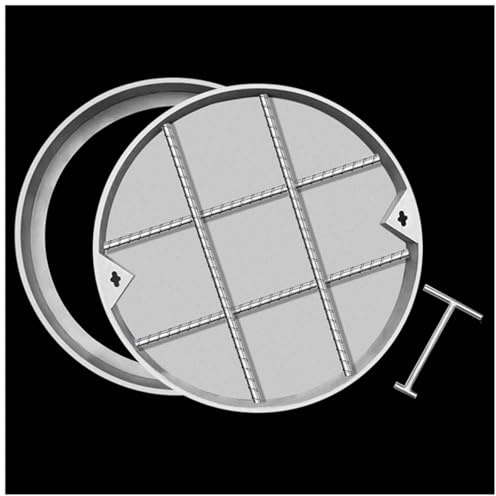 Copertura invisibile da incasso in acciaio inox per fosse settiche, 600/700/650/300/900/450/680 mm (diametro x altezza), 32 cm di diametro x 5 cm di altezza, perfetta per vialetti, vialetti, giardini