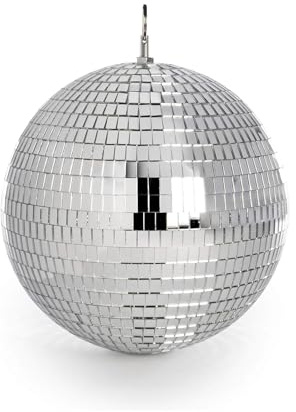 Mirror Disco Ball | Hanging Silver Glitter Ball | Disco Light Effect | Parties & Gatherings | Lightweight Mirror Decoration | Decorative Item for DJ, Weddings, Party, Ballroom Dancing, Bars (20cm)