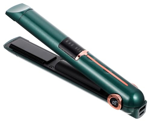 TOPBATHY Fer à Friser Sans Fil Professionnel Vert Foncé, Appareil Coiffure Portable, Taille Compacte, Boucleur Et Lisseur Cheveux, Pour Voyage Et Usage Quotidien
