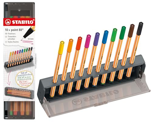 STABILO - Fineliner - point 88-10er Click Set - 10 Farben