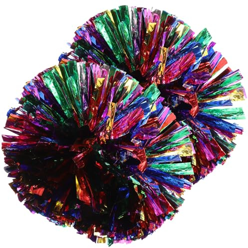 VICASKY 2 pièces Pompons Métalliques Durables pour Cheerleading avec Grandes Poignées Colorées Accessoires pour Événements Sportifs et Spectacles de Danse