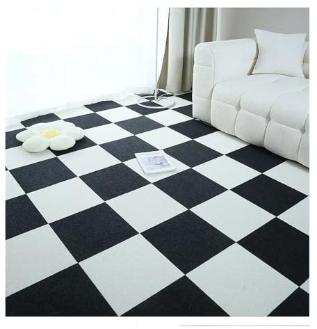 PUYUNA Losetas de Alfombra Autoadhesivas, Antideslizantes, Multiusos, fáciles Instalar y Limpiar (Verdes, 2 Unidades)(Blackwhite 16pcs)