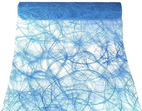Chemin de Table Sizoweb Maille Ajourée Satinée, 14 Couleurs au Choix, 30 cm x 5 m, Qualité Premium Luxe, Décoration de Table Mariage, Anniversaire, Fêtes (Bleu)