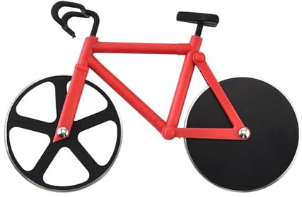 TENGWA Corta Pizza de Acero Inox Diseño de Bicicleta Tijeras Pizzaa Reposteria Revestimiento Antiadherente Rojo Lavable a Máquina Regalo Creativo Apto para Panqueques Pasteles