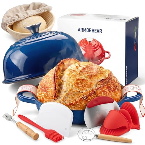 Armorbear 4,7 l emaljerad gjutjärns surdegsbrödugn & startpaket, Blå