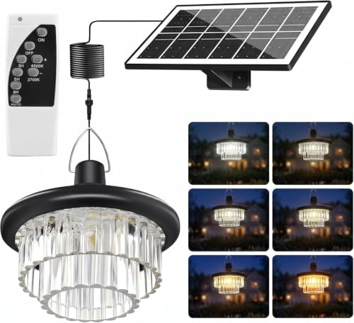 Tomshine Solar Shed Crystal Light Solar Pendant Hanging Lamp Outdoor Waterproof for Porch Home Farmhouse