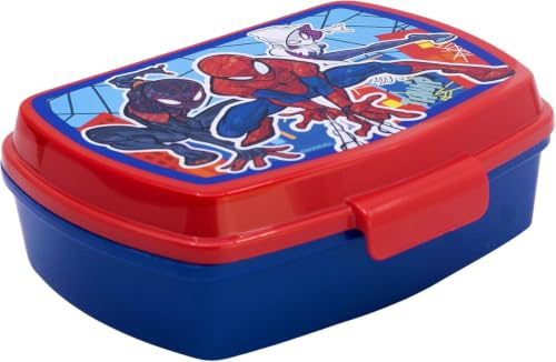 Clondo Matlåda för barn 3–8 år (17 x 14 cm) | BPA-fri lunchlåda i plast | Lunchbox Snackbox för dagis och skola | Snap-stängning (Spiderman 26)