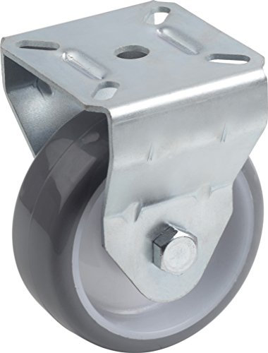 Metafranc Bockrolle Ø 75 mm - 70 x 59 mm Platte - Polyurethan-Rad - Weiche Lauffläche - Rollenlager - 75 kg Tragkraft / Transportrolle / Möbelrolle / Schwerlastrolle / 802910