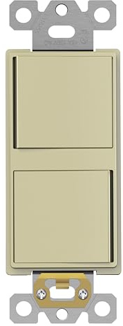 ENERLITES Interrupteur décoratif à bascule à double pale, finition brillante, borne de terre, câblage de type pince, fils de cuivre uniquement, unipolaire, qualité résidentielle/commerciale, 15 A 120