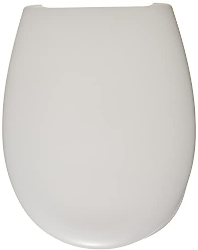 VitrA Milton toalettstol med lock - vit toalettsits med lock komplett med bottenfästande metallgångjärn. Toalettsitsstorlek: 366 x 459 mm