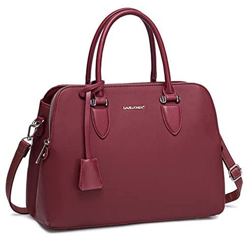 David Jones - Damen Handtasche Henkeltasche - Frau PU Leder Schultertasche - Elegante Tote Shopper Tasche - Umhängetasche Viele Fächer Zip Multi Taschen - Alltags Mode Arbeit Stadt City - Rot
