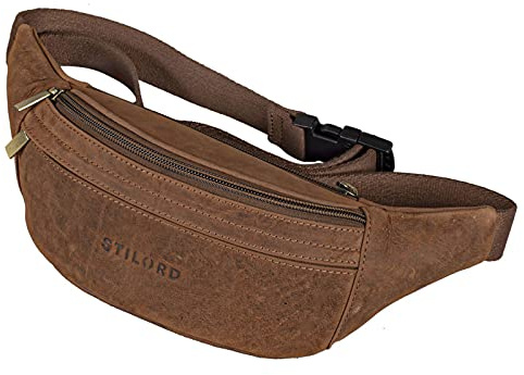 STILORD 'Marquez' Gürteltasche Leder ideal Cross-Body Umhängetasche Vintage Bauchtasche Hüfttasche für Herren Damen Belt Bag für Umschnalltasche Echtleder, Farbe:Veleta - braun