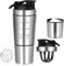 700ml Protein Shaker with 200ml Storage Cup, Metal Protein Shaker With Mixball, BPA Free&Leak-Proof Shaker Bottle For Protein Shakes, Stainless Steel Protein Shaker with Storage&Shaker Ball, Silver