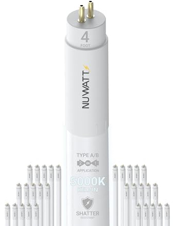 NUWATT 30 Pack, 4FT T5 LED Tube Lights Type A+B, Hybrid T5 LED Bulbs 5000K Daylight, High Brightness 3200LM 24W, Plug & Play or Ballast Bypass, Dual Ended Power, T5 Replacement for Fluorescent, UL, G5