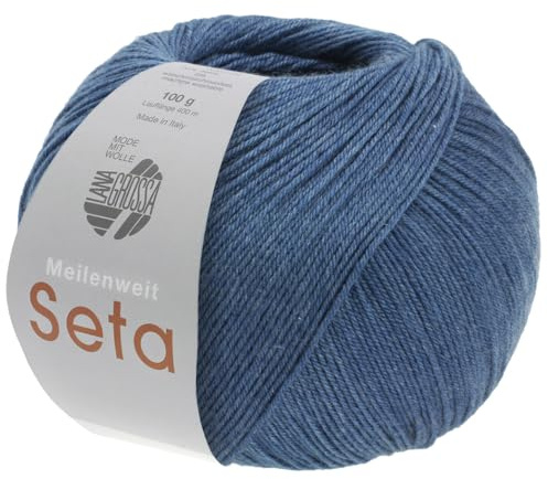 LANA GROSSA Meilenweit Seta | Sockengarn mit Seidenanteil, waschmaschinenfest | Handstrickgarn 55% Schurwolle (Merino), Polyamid, & Seide | 100g Wolle zum Stricken & Häkeln | 400m Garn FB8