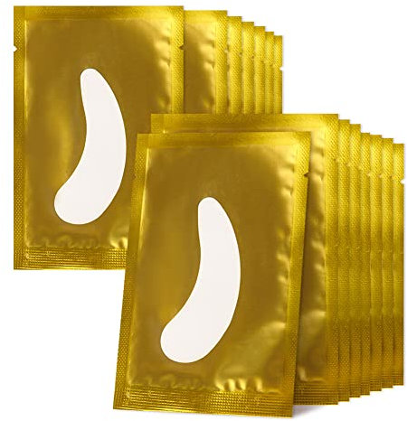 50 paia di cuscinetti per occhi per extension ciglia senza pelucchi, gel idrogel per occhi professionali Lint Free Eye Gel Patch for Eyelash Extension Willowleaves Gold)