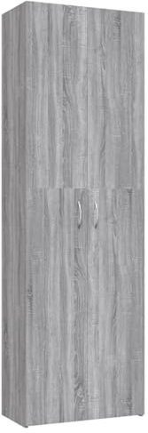 vidaXL Büroschrank, Bücherschrank mit viel Stauraum, Beistellschrank für Wohnzimmer Büro, Hochschrank Aktenschrank, Grau Sonoma Holzwerkstoff