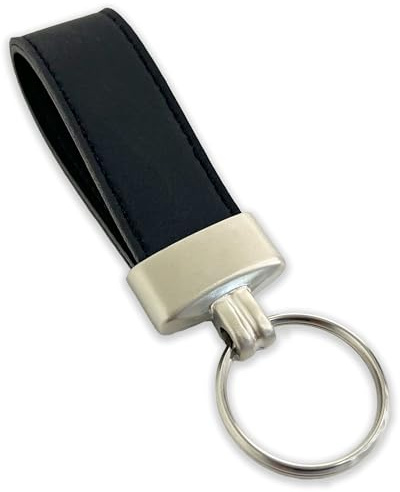 pubblimania Portachiavi in ecopelle nero elegante con anello Made in Italy. Utile per chiavi di casa, auto, moto, cancello. Leggero, resistente dal design minimal (Portachiavi Nero)