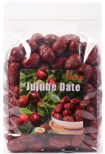 Jujube Dates Fruit,Chinese Red Dates Jujube Dried Date Jujubes 18 oz Juju All-Natural Non-GMO Red Dates 500g Healthy Dried Fruit Snacks for Brewing Tea,dessert, Baking,cooking,etc (jujube-1.1 lb)