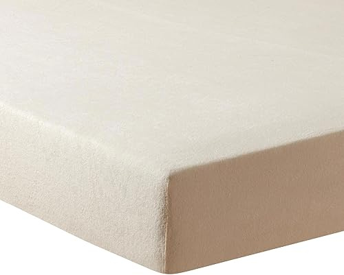 TRAUMSCHLAF Frottee Spannbettlaken Stretch – Weiches, dichtes 180 g/qm Spannbetttuch mit Rundumgummi – ideal für Matratzen bis 30 cm – 90x200-100x200 cm, Natur