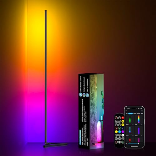 MIWATT 140cm Lampe d'angle LED RVB intelligente avec application et télécommande, synchronisation de la musique, réglage de la minuterie - pour le salon, la chambre à coucher et la salle de jeux