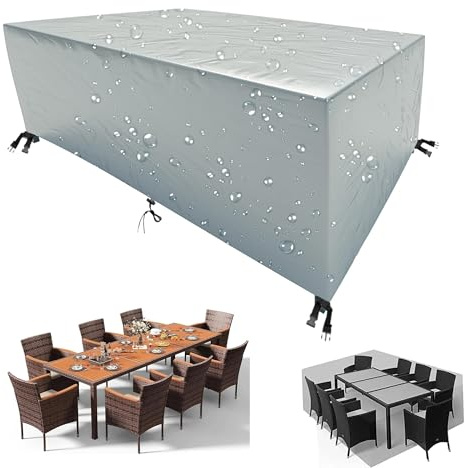 HNKDKJ Copertura Per Mobili da Giardino 125x75x65cm/LxWxH Tessuto Oxford 420D Copritavolo Tavolo da Esterno Copritavolo Esterno Impermeabile Antivento Anti-UV Copertura Tavolo Esterno Rettangolare