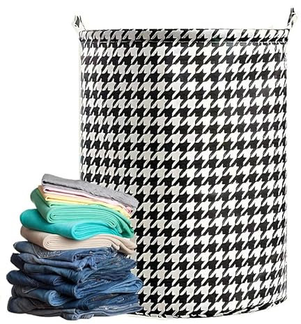 Cesto para Ropa Sucia de 96L, Bolsas Cestos Plegables para la Colada, Canasta de Lavandería Grande, Impermeable, Blanco y Negro, Talla XXL