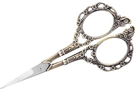 ZenithAur Schere im antiken Vintage-Stil, Präzisionsschnitt mit Mikrospitze, Outlast-Edelstahlkörper mit floralem Griff, 11 cm, für Stickerei- und Nähhandwerksprojekte (Bronze)