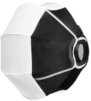 Camnoon Softbox esférico Plegable de 30 cm/11,8 Pulgadas con Linterna, minisoft de Montaje Bowens para fotografía de Estudio, Accesorio de iluminación para Video