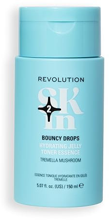 Revolution Skin, Bouncy Drops Tremella Mushroom Hydrating Jelly Toner Essence, Facial Toner with Vitamin B5, Plumps & Smoothes Skin, Vegan & Cruelty-Free, 150ml