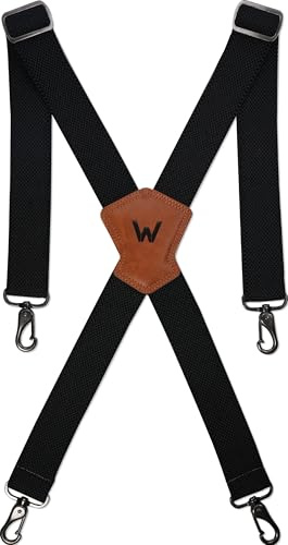 WELKINLAND 1.5 Inch HD Elastic Braces, Heavy-Duty Work Braces, Comfortable Belt Loop Braces with Hook, Men's Braces for Jeans
