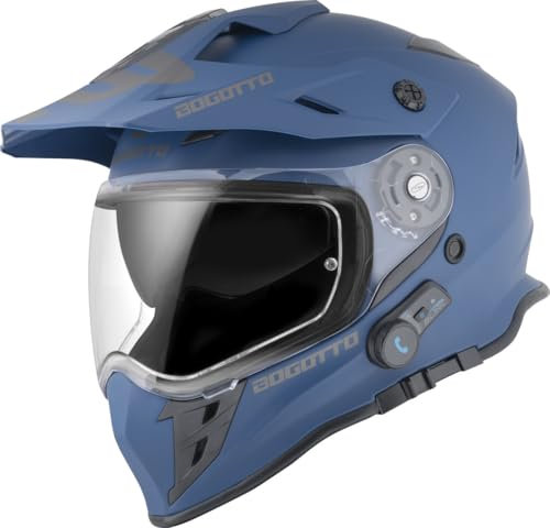 Bogotto H331 BT Bluetooth Enduro Helm, blau matt, L