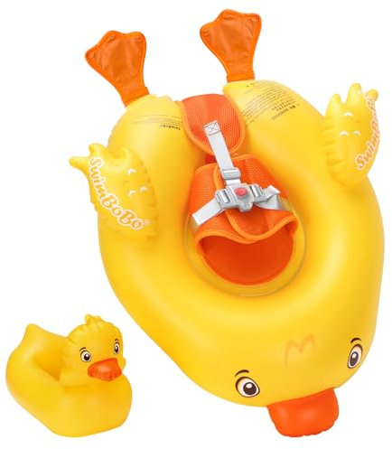 Swimbobo Kinder Schwimmreifen Baby Schwimmring liebenswerte Ente Innovative Auf dem Wasser stabil, sicher und auffällig Schwimmhilfe Baby das Schwimmbad Schwimmtrainer (Gelbe Ent)