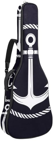 Aesthetic Watercolor Gitarrentasche für Akustikgitarre, 1 cm dicke Polsterung, wasserdicht, mit doppelt verstellbarem Schultergurt, für 101,6 - 106,7 cm große Gitarre, Marineblau, Mehrfarbig 02