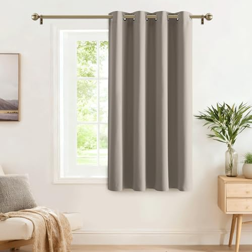 PONY DANCE Tenda Corta per Cucina Moderna Tenda Oscurante da Interno con Anelli Blackout Curtain Termica Isolante per Casa 1 Pezzo L 140 x A 145 cm, Sabbia