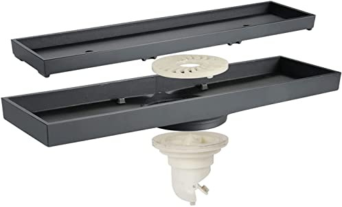 ZGHQHCDRH Tappi di Scarico, Scarico for Doccia lineare da 12 Pollici con Coperchio Piatto e Inserto for Piastrelle 2 in 1, Scarico a Pavimento for Rettangolare in Ottone, for a for Bagno