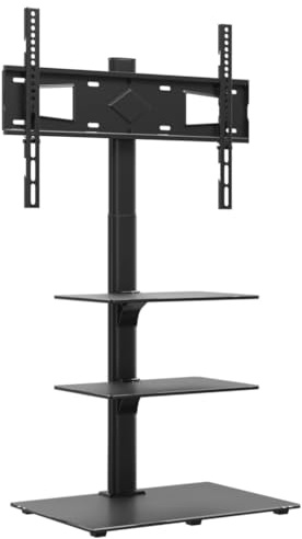 Support TV sur Pied, Meuble TV d'angle 3 Niveaux pour 32-65 Pouces Noir