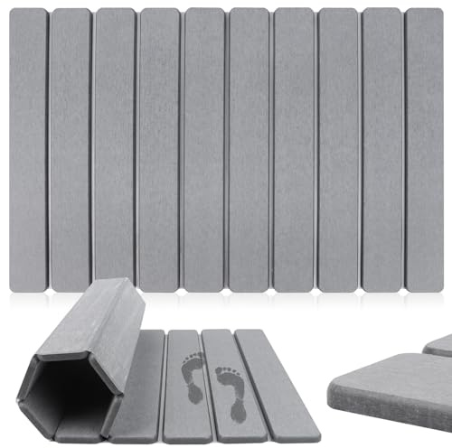 Niuny Kieselgur badmatta 2025 ny, vikbar duschmatta badrumsmatta snabbtorkande, 100 % naturlig sten golvmatta, badrumsmatta 60 x 39 cm superabsorberande badrumsmatta badrumsmatta