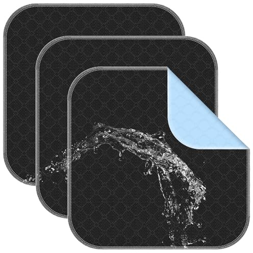 Lot de 3 alèses lavables pour incontinence 50 x 50 cm – Imperméables et absorbantes – Alèses de lit pour incontinence douces pour la peau, réutilisables pour fauteuil roulant, canapé, voiture et lit
