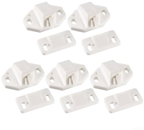 Lot de 5 loquets de porte avec rouleau ABS pour meubles, armoires, portes de placard, gâche à ressort, construction en plastique pour fermeture sécurisée de la porte
