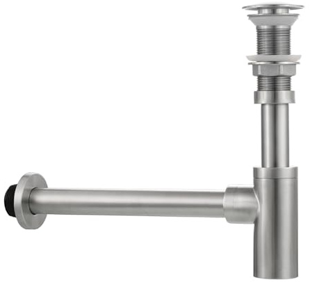 YWJFSA Siphon Lavabo avec Bonde Clic Clac,Anti Odeur,Réglables Hauteu Siphon Evier Cuisine Gain de Place,Niversel de 1 1/4 Pouces Brossé