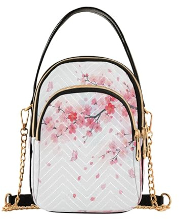 Mnsruu Beau sac à bandoulière rose printanier pour femme motif fleurs de cerisier pour femme, sac à main, portefeuille, sac de téléphone, sac de voyage, sac à bandoulière